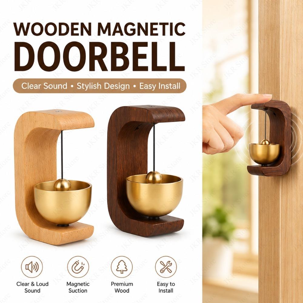Wooden Doorbell Suction Type Entrance Wind Chime Solid Wood Door Opening Reminder Bell for Home Doorway Housewarming Gift