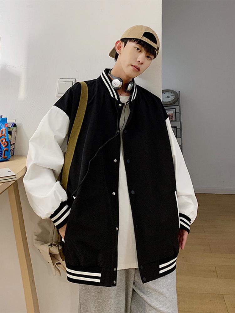 

Новое письмо Ребристый рукав Хлопчатобумажный топ Модный логотип Однобортный повседневный бомбер Бейсбольная куртка Свободная мужская куртка