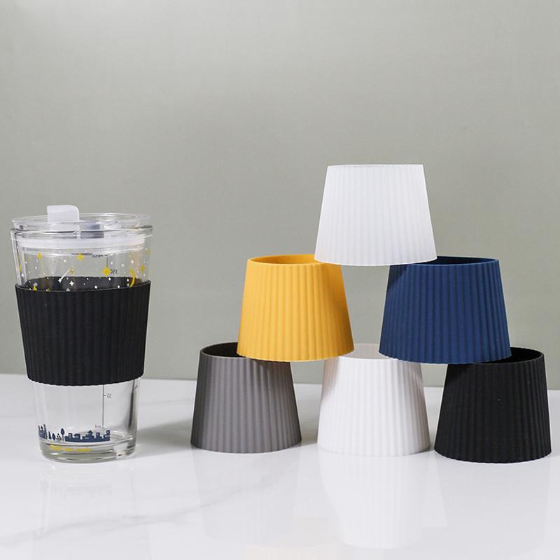Silicone Anti Scalding Anti Slip Coffee Cup Cover Universal Tapered Thread Cup Sleeve Mug Ceramic Glass Cup Cover