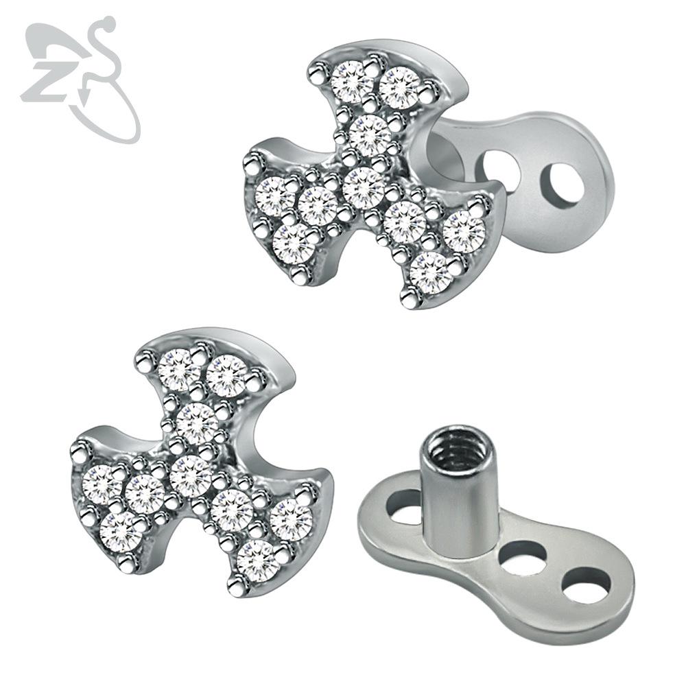 European & American Style Round Zircon Embedded Stainless Steel Body Piercing Nail 316L