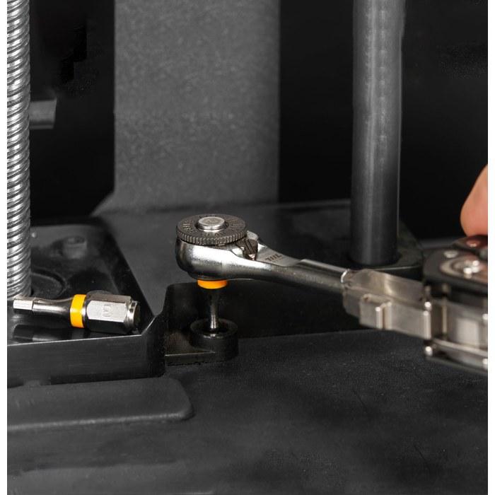 [711L] 9-Piece Hex Bit Set with Color Coding 1/4" Drive, with 1mm Extension Base for Quick Release Laser-Engraved Size Marking Made of Dur
