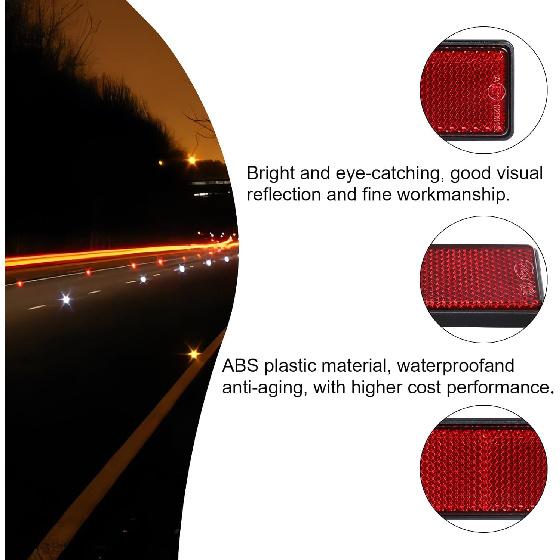 10 Pack Red Self Adhesive Rectangle Reflectors, E11 Approval Road Safety Stick-On Rear Reflectors For Trailer Caravan Truck Lorry Or Agricultural