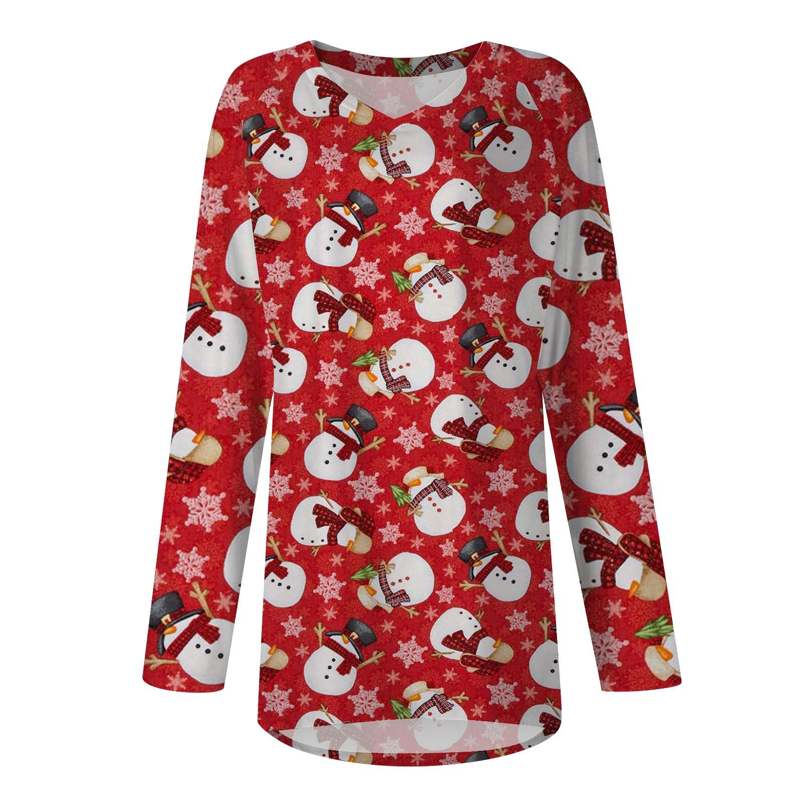 Женская зимняя футболка свободного покроя с длинными рукавами и V-образным вырезом — фото 4