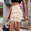 Women's Elastic Waist Denim Pocket Overalls - Casual American Style Shorts