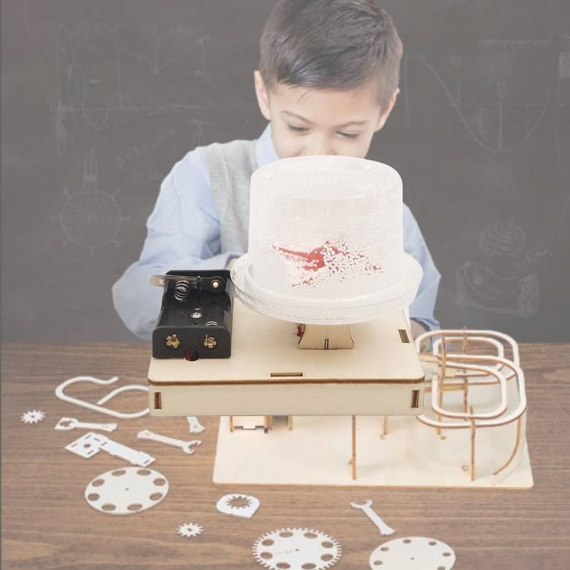 Educational Diy Electric Static Snow Toy Science Experiment Kit For Kids Wood Material