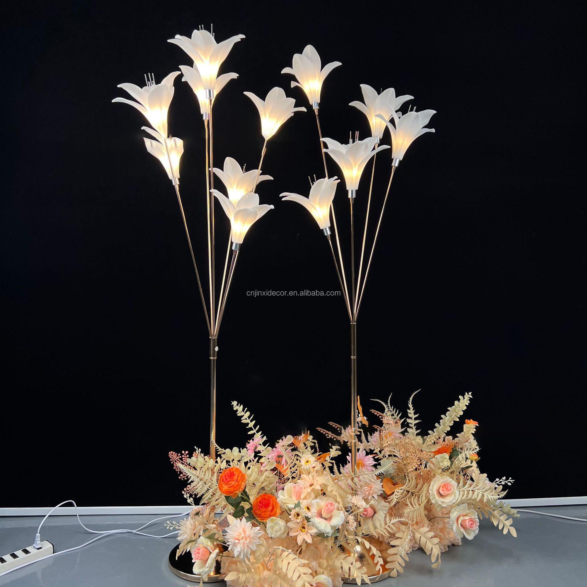 High-quality New Wedding Stage Props Decorative Lights Electroplating Milky White 7 Head Lily Road Ornaments Wedding Road Lights 5head 1.35m золотой