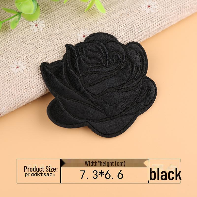 

Вышитая нашивка в виде 9-цветной розы Yixiu - аппликация для украшения одежды. чёрный