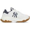New MLB New York Yankees Anti Slip Wear Resistant Low Top Chunky Sneakers Unisex White Navy Blue 3ASHD045N-50NYS