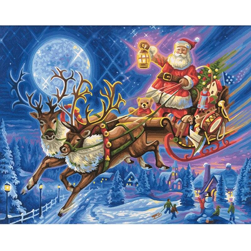 5D Diamond Painting Santa Claus Diamond Mosaic Christmas Diamond Embroidery Winter DIY Full Round Cross Stitch Home Decor
