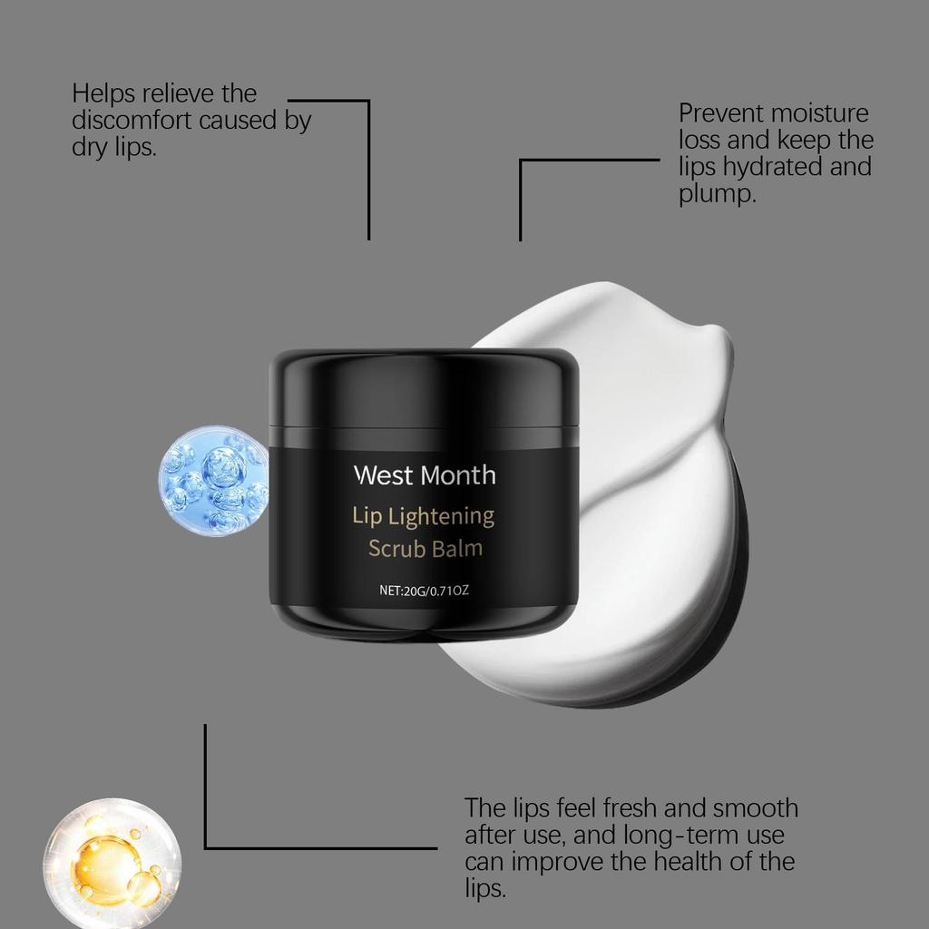 West&Month Lip Scrub 20g Hyaluronic Acid + Vitamin C Exfoliates and softens lips Repairs dryness and cracking
