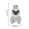 Halloween Ghost Reading Figurine Ornament Resin Cute White Ghost Statue Ghost Decoration For Living Room Offices Bedroom