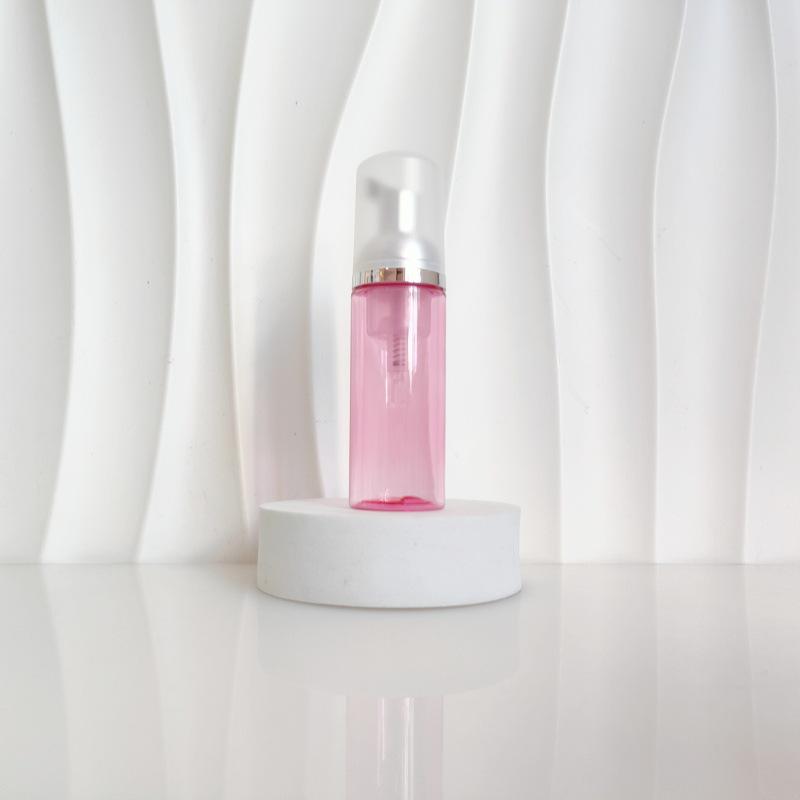60ml Red Translucent Mousse Dispenser: Cosmetic Brush Foam Bottle for Face Wash and Travel Use