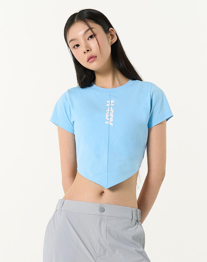 Ndy Women S Scarf Point Crop Short Sleeve T-Shirt Sky Blue Sky Blue/S