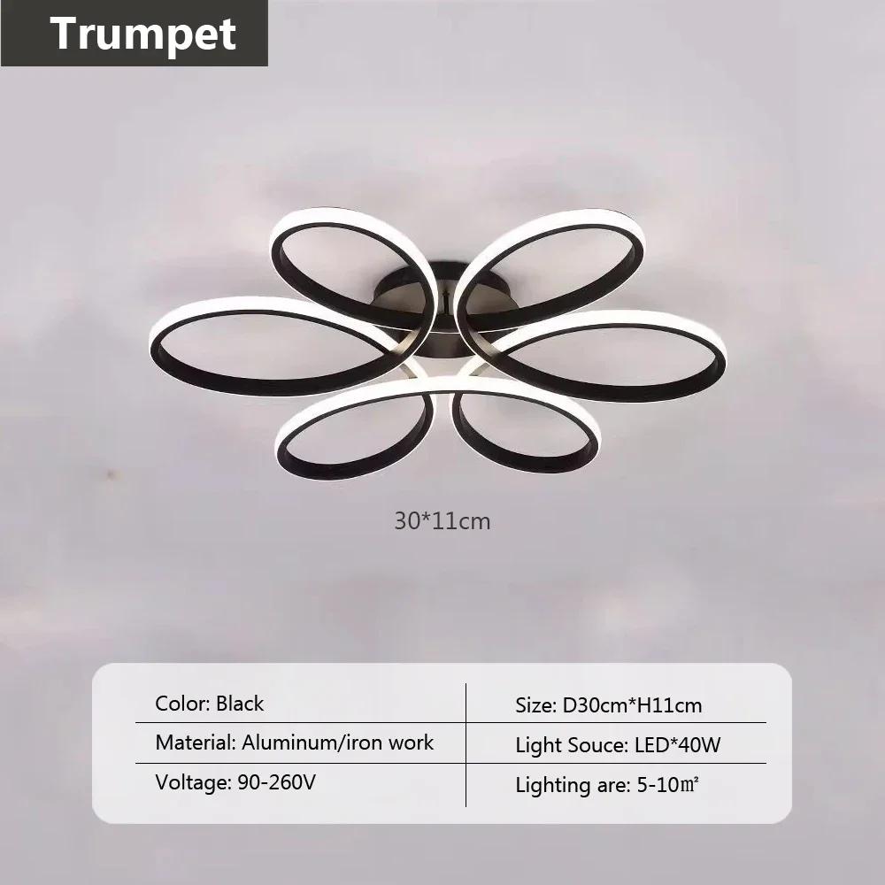 Modern LED Ceiling Light 30CM June Flowers Black And White For Bedroom Living Room Restaurant Hotel Interior Lighting Fixtures