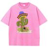Cartoon Cactus Talking About Guitar Printed Tshirt Homme Versatile Loose Tees Aesthetic Oversized T-Shirt Tops