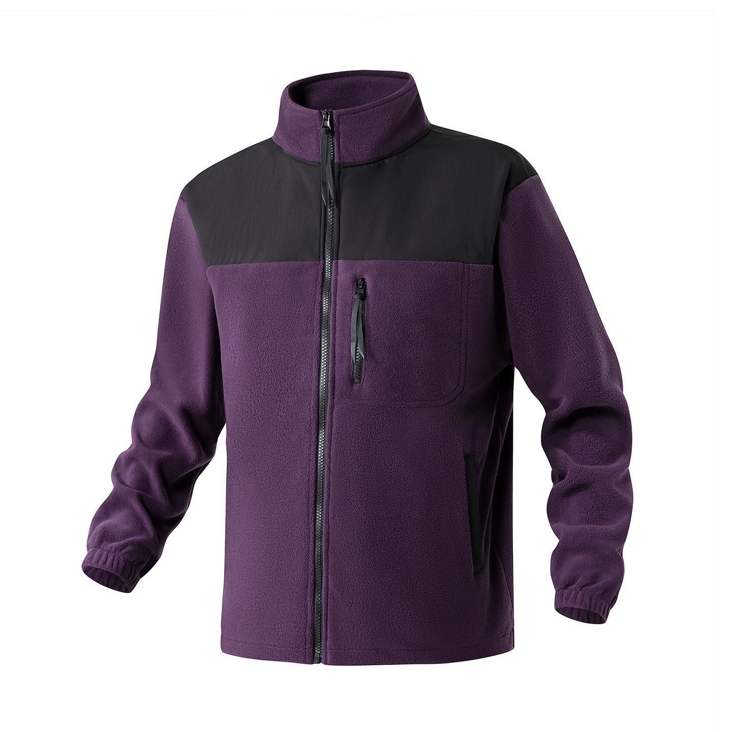 

Hong Kong Style Color Block Two-Way Zipper Hoodie, 350g Fleece Standard Top L темно-фіолетовий колір