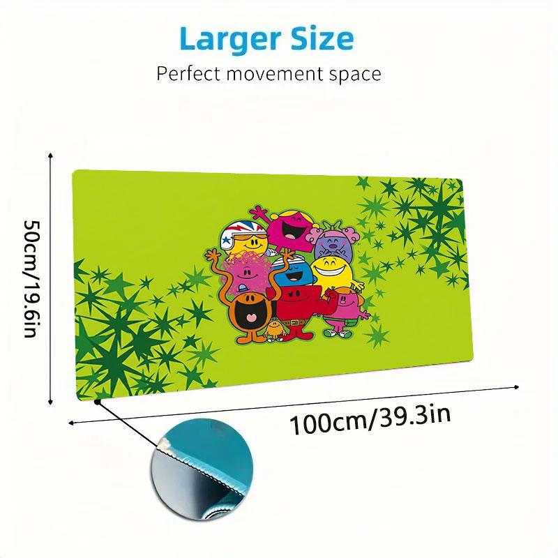 Mr. Men Little Miss Large Size Mouse Pad Large Gaming Table Cushion Non-slip Laptop Tablet Big Mousepad XXL Mat Mini PC Playmat With Lock edge