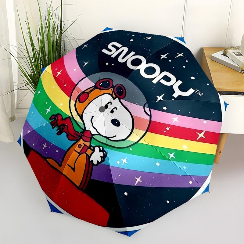 1pc Snoopy Astronaut Rainbow Space Umbrella with Plastic Handle,Suitable for All Seasons Home Travel Outdoor UmbrellaFP067