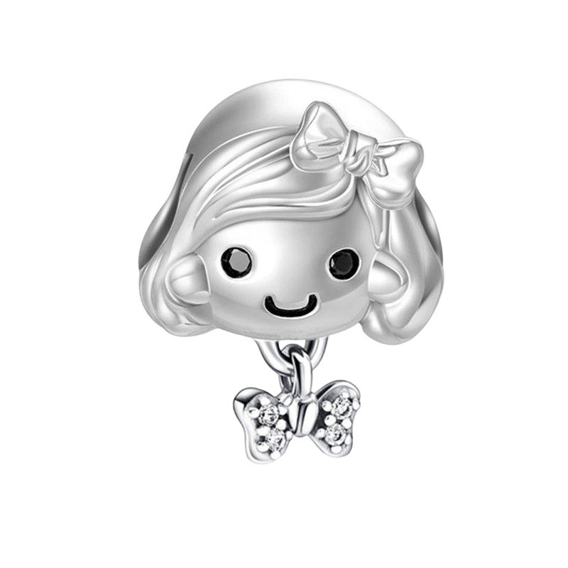 Cute Little Boy Little Girl Charm Beads Dangle Original Fit Copper Bracelet Necklace Beads For Diy Jewelry Women Gift