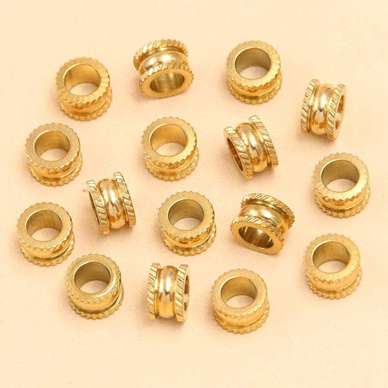 Two-Color 5*8mm Stainless Steel Striped Spacer Beads for Handmade Jewelry Bracelets