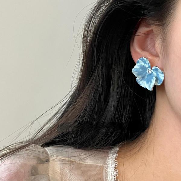 1 Paar Retro Rosa Blau Tropfen Glasierte Blume Ohrringe Weibliche Blütenblatt Ohrringe Süße Schmuck Zubehör