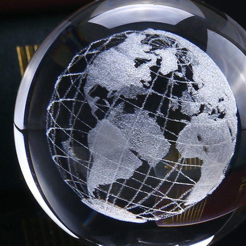 Crystal 60mm 3d Ball Glass Laser Engraved Miniature Sphere Home Gift Decor
