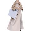 Women's High-End Color Block Trench Coat, Mid-Length, Autumn 2024 Collection