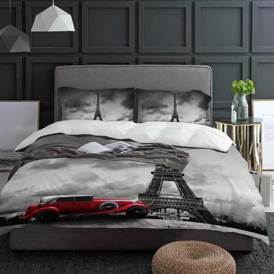 Paris Eiffel Tower With Red Car Duvet Cover With Pillow Case Custom 3pcs Bedding Set Quilt Cover Double Bed Home Textile