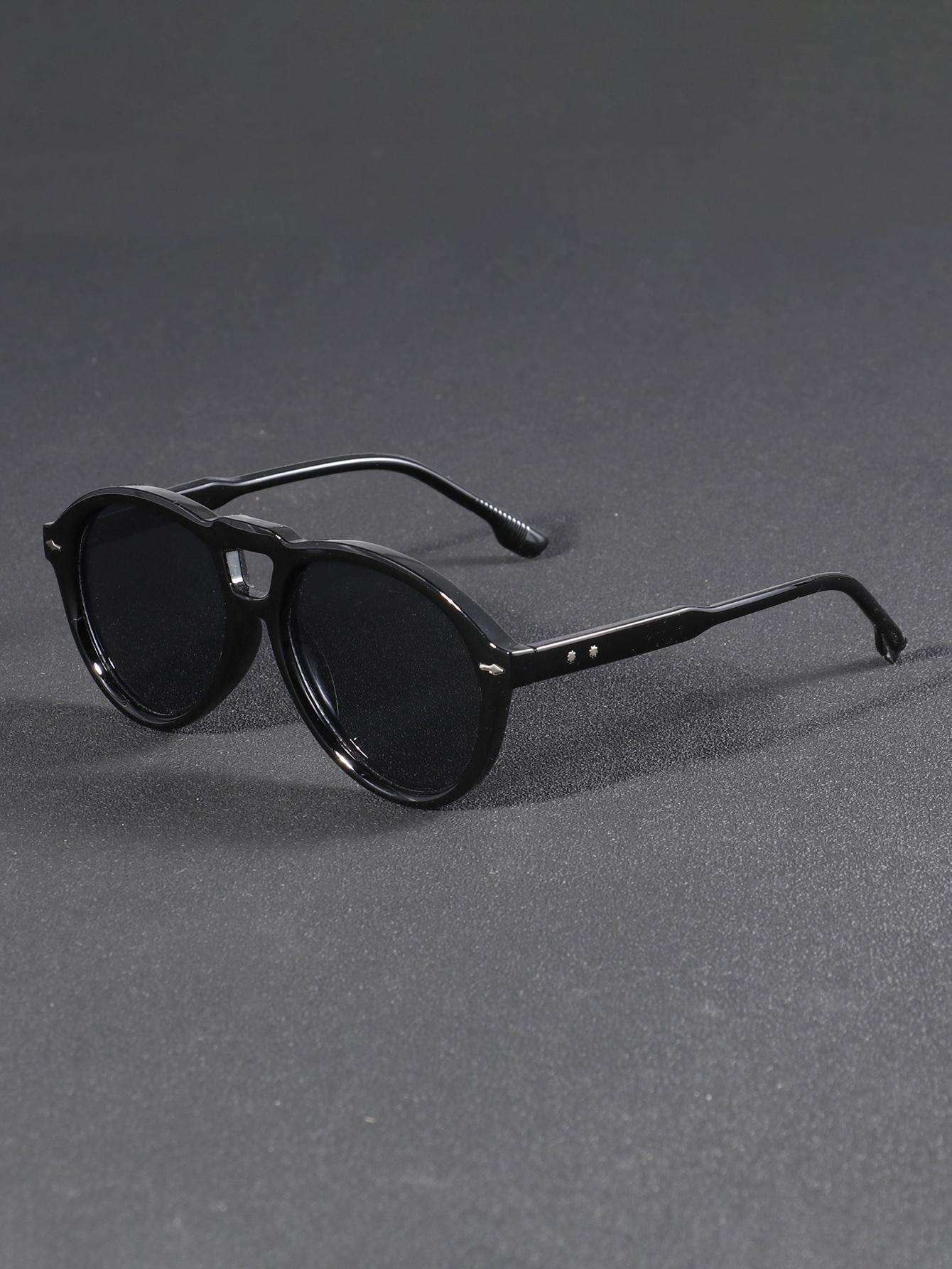 

Men s plastic full-frame double-bridge retro street fashion glasses, suitable for daily commuting, outfit photos, outdoor vacati