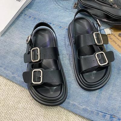 Sandalias para Mujer Piel de Vaca Genuina Correa con Hebilla Metálica en el Tobillo Verano Playa Señoras Zapatos de Tacón Bajo Hechos a Mano