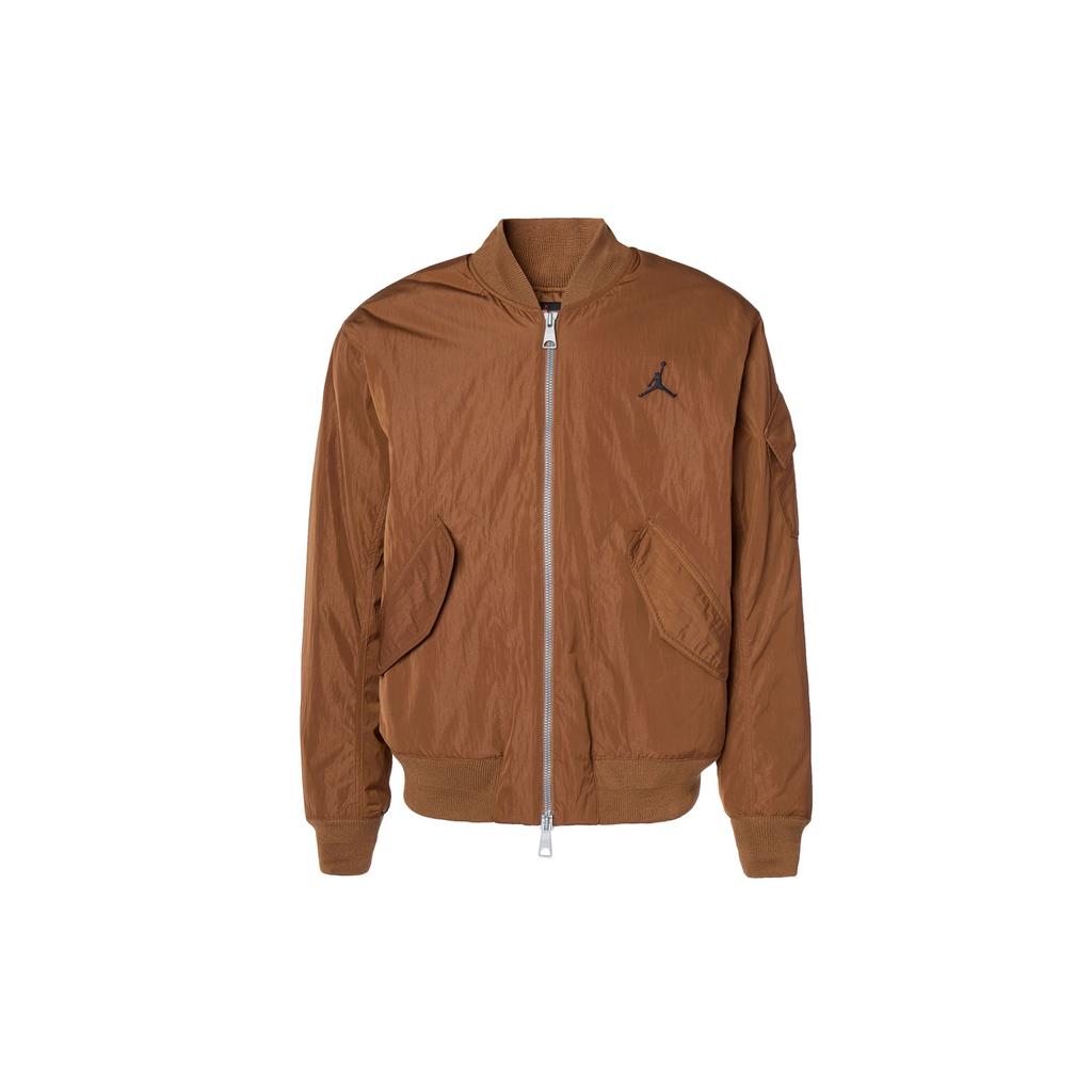 Jordan Unifarbenes Logo Bestickte Seitentasche Baseballkragen Durchgehender Reißverschluss Jacke Herren Jacke Hellbraun FB7317-281