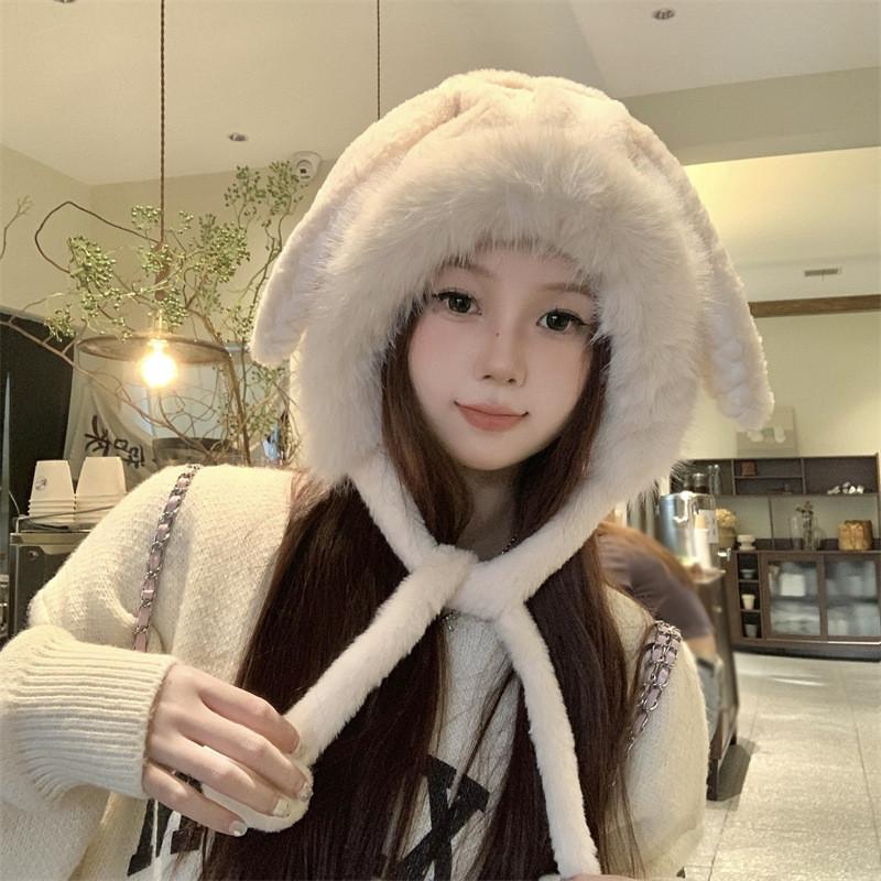Adorable Bunny Ears Fleece Hat With Breathable Design For Cold Weather Use