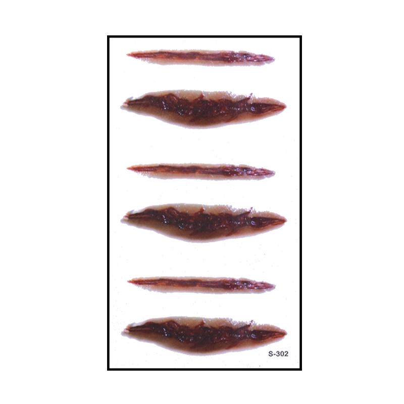 10 szt. Naklejka Tatuaż Halloween Horror Krwawa Rana Blizna Zombie Wodoodporne Tatuaże Tymczasowe DIY Impreza Body Art Makijaż Dzieci Dorosły