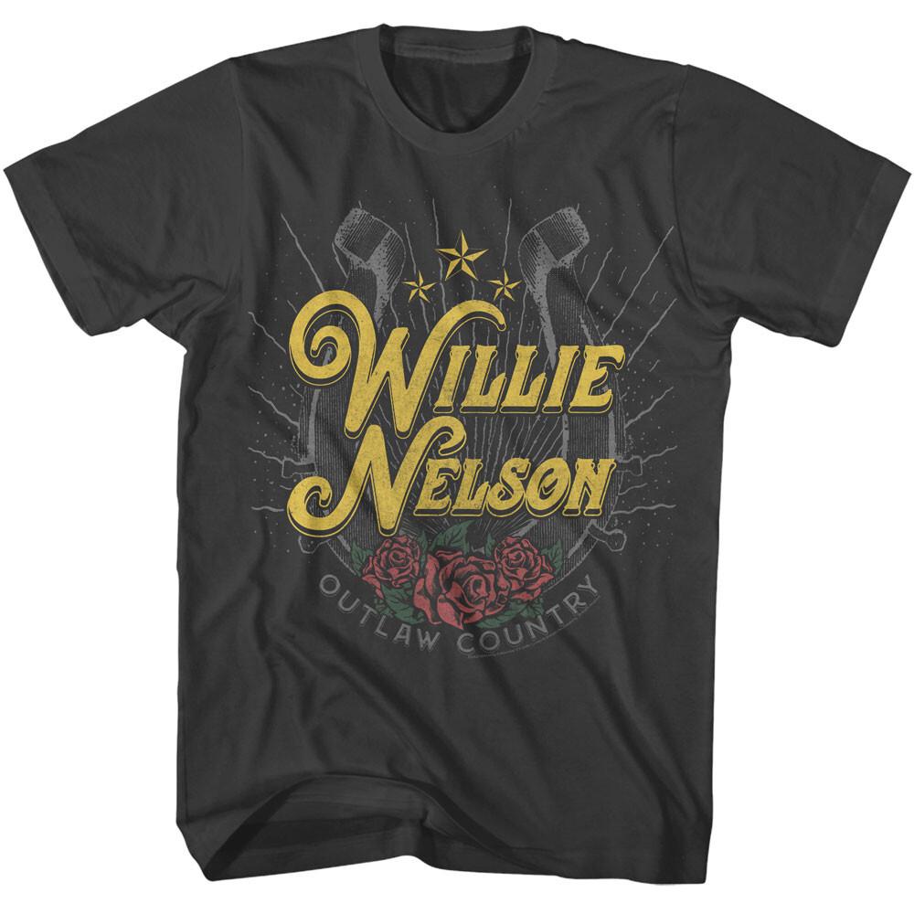Willie Nelson Horseshoe & Red Roses Men s T Shirt Outlaw Country Music Merch Unisex T-Shirt XXXL