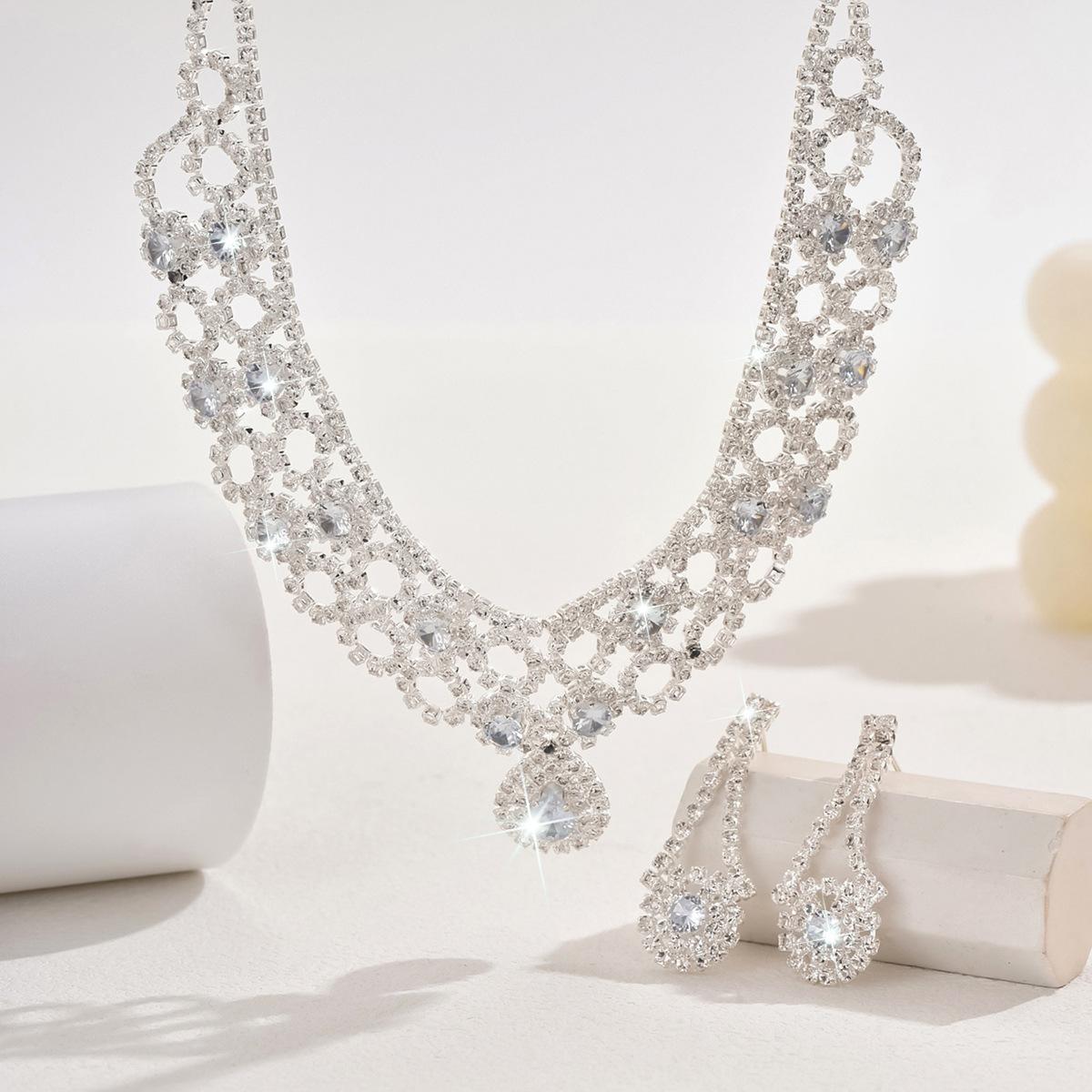 

Кристалл чокер ожерелье серьги стразы свадебные комплекты ювелирных изделий для невесты свадебный костюм аксессуары золотой