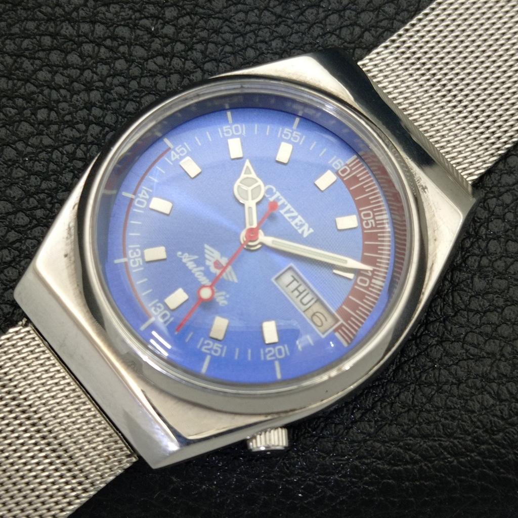 AUTOMATIC VINTAGE CITIZEN 8200 JAPAN MENS BLUE COLOR DIAL WATCH a702777-1 R210-a702777