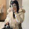 Design Sense Oblique Placket Winter Fur Collar Pie Overcome Cotton-padded Clothes Women's Versatile Short Cotton-padded Jacket Thickened Jacket