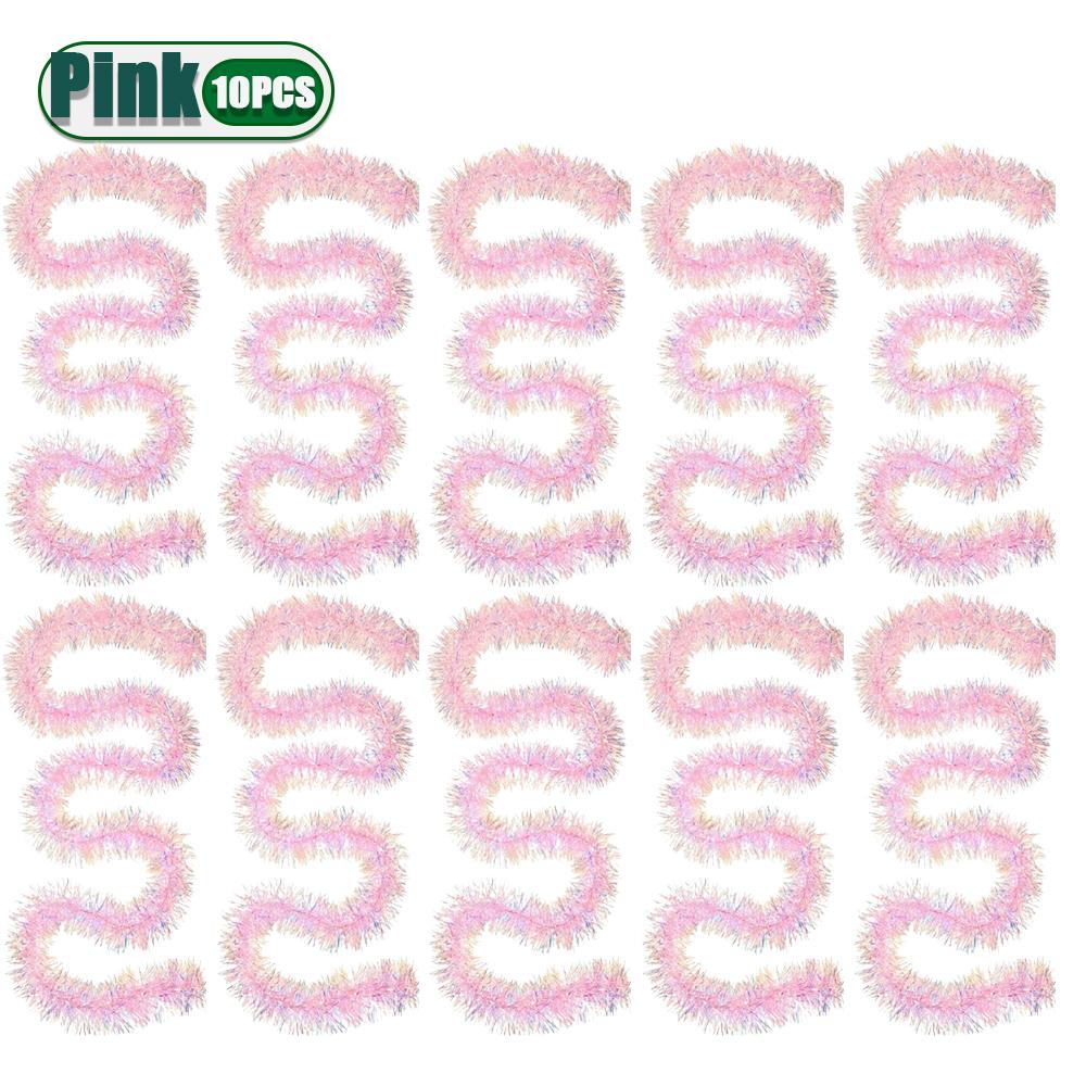 1-10PCS Pink Tinsel Garland Shiny Metallic Glitter Christmas Tree Valentine Wedding Birthday Home Party Decorations