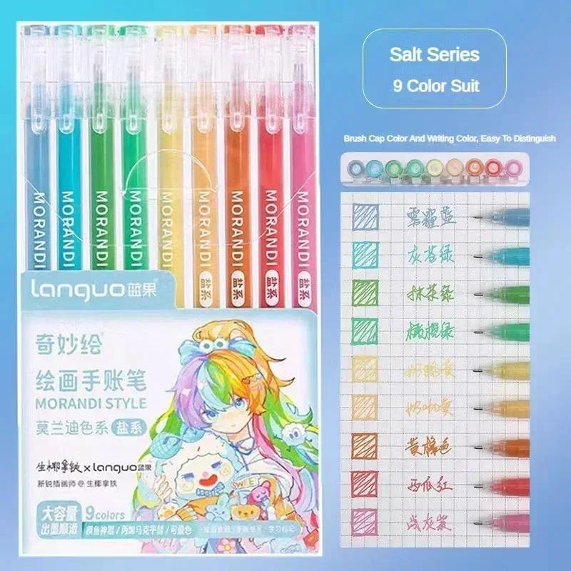 Languo 198/9 Colors Morandi Colorful Gel Pen Student Note Marker Painting Graffiti Color Pen Stationery Office School Supplies
