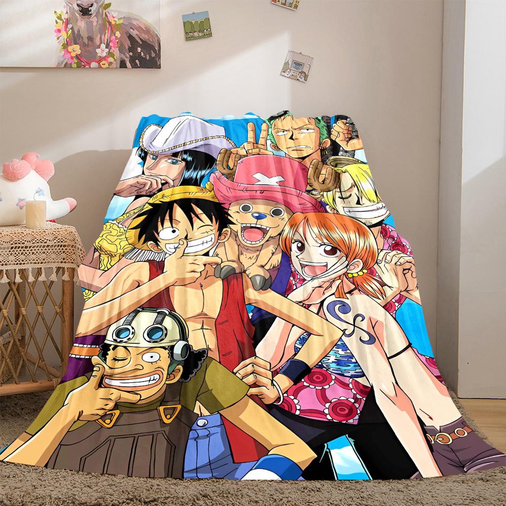 Anime One Piece Luxury Flannel Lightweight Blanket Home Decor Sofa Bed Travel Cover Family Gift LXR134