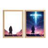 LED Jesus Painting Night Light Dimmable Color Temperature Adjustable Decorative Illuminated 4D LED Painting Bedside Lamp