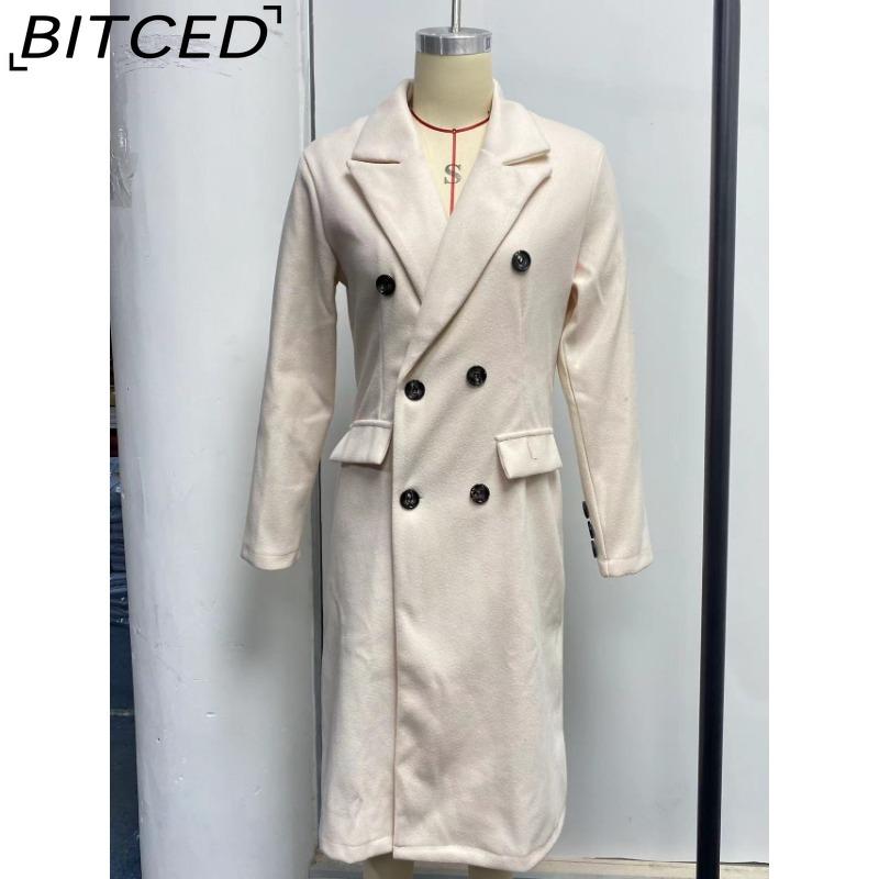 BITCED Women's Vintage Casual Lattice Print Autumn Winter Long Sleeve POLO Neck Jackets & Coats