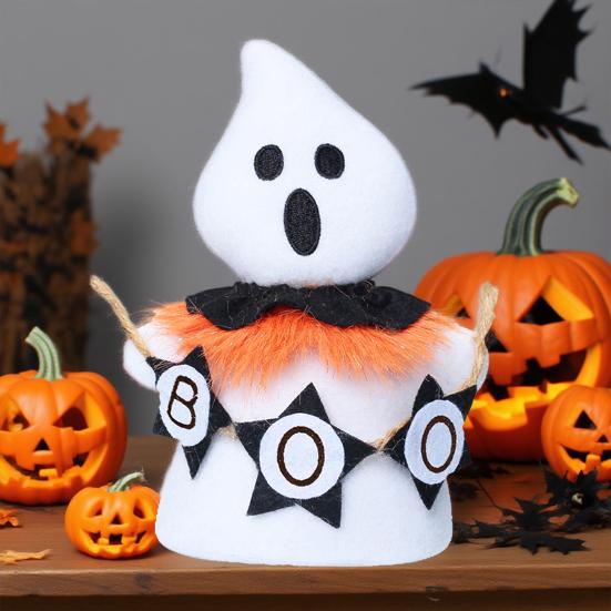 Halloween Plush Ghost Figurine Cute Small Ghost Statue Handmade Ghost Doll Table Ornaments for Halloween Home Decor
