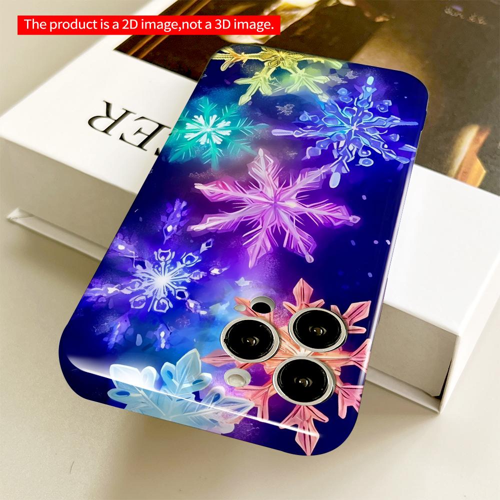 2DFlat Rainbow Snowflakes Dream Phone Case All inclusive film hard phone case, compatible with iPhone 18 Pro Max 17 16 15 14 13 12 11