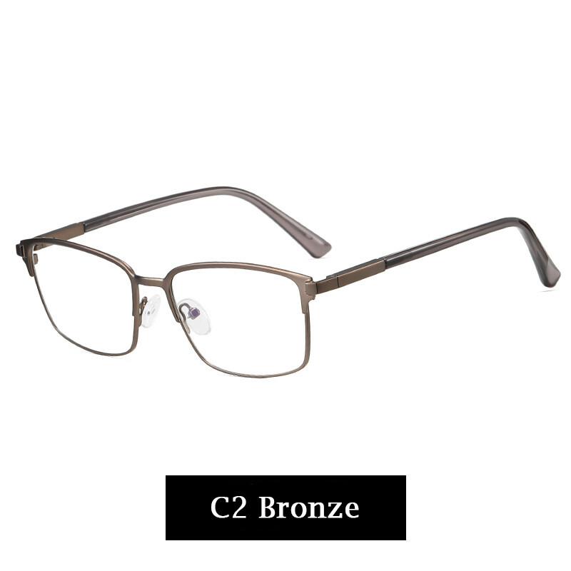 Business Casual Men's Presbyopic Glasses Anti Blue Light Reading Eyeglasses Browline Frame Clear Glass Prescription 0 to 6.0
