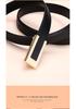 Women's Fashionable Gold Buckle Leather Belt - Versatile Cowhide Waistband for Dresses and Pants