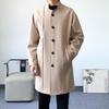ROMON Men's Mid-Length Stand Collar Trench Coat