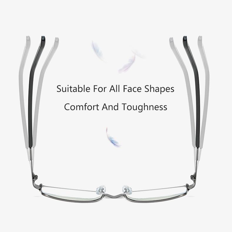 Transition Photochromic Optical Metal Progressive Reading Glasses Anti-Blue-Ray Resin Presbyopic Glass