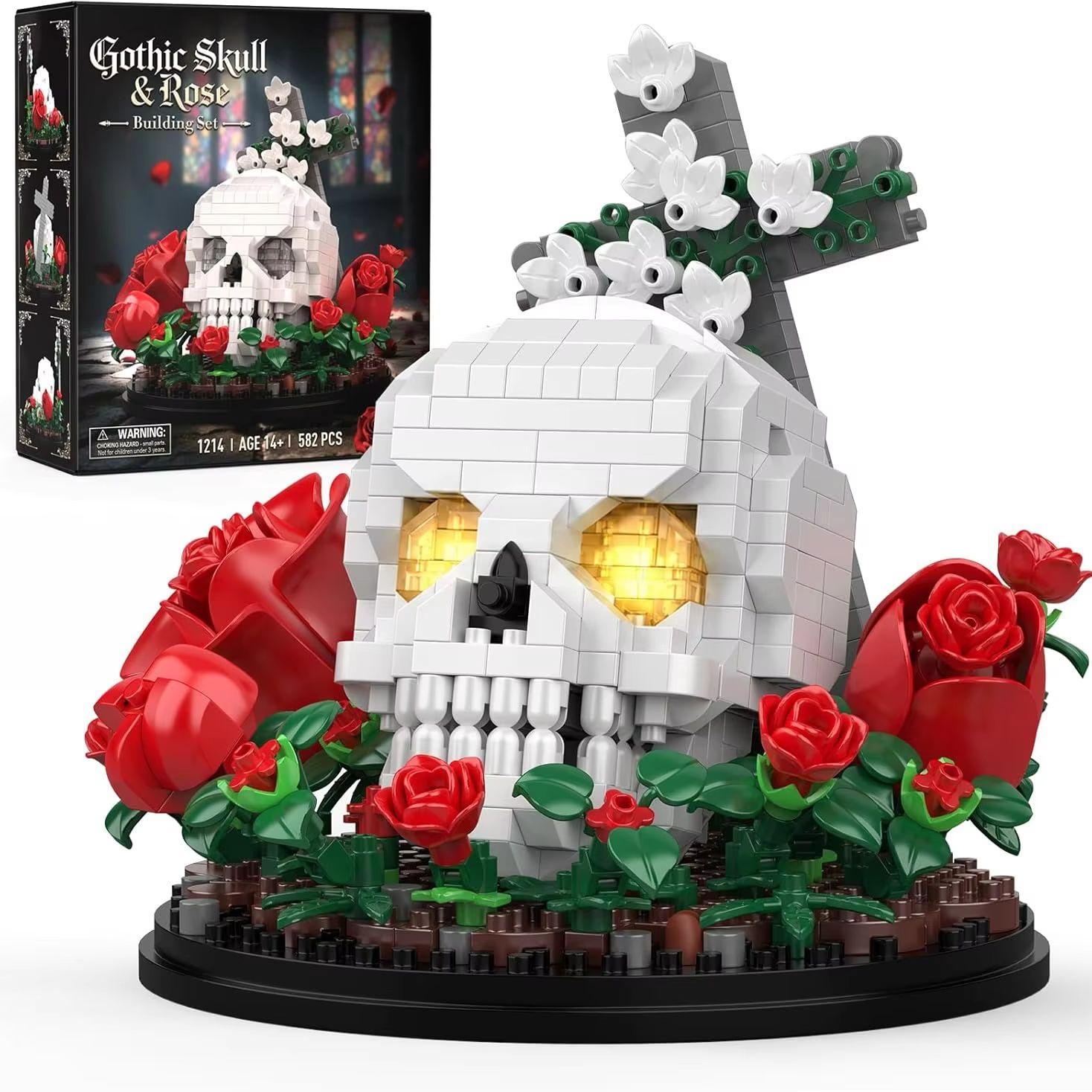 582Pcs Superior-Grade Gothic High-Standard Skull Roses Tiny Scale High-Standard Construction High-Standard Construction-Blocks Superior-Grade No box