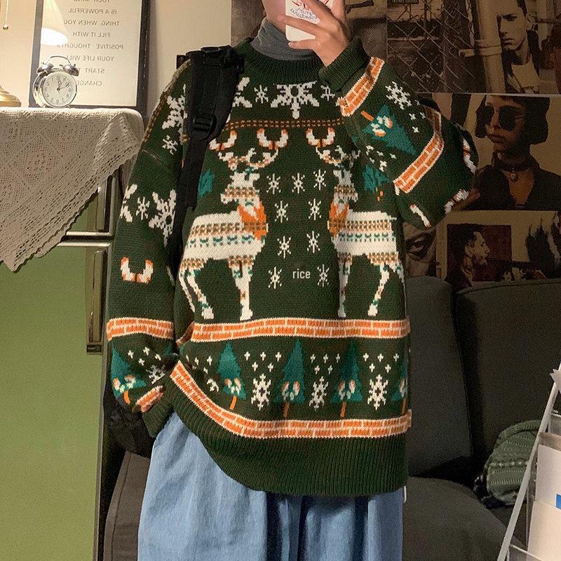 Veste d'hiver style Hong Kong et pull de Noël ample coréen pour garçons